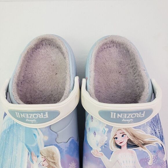 Crocs Fun Lab Kids Size J3 Mineral Blue Frozen II Disney Lined Clog Shoes - Picture 10 of 12